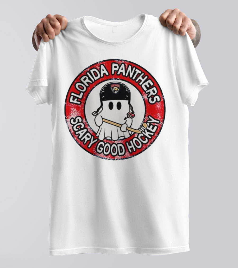 Florida Panthers Scary Good Hockey Ghost With Stick And Helmet T-Shirt