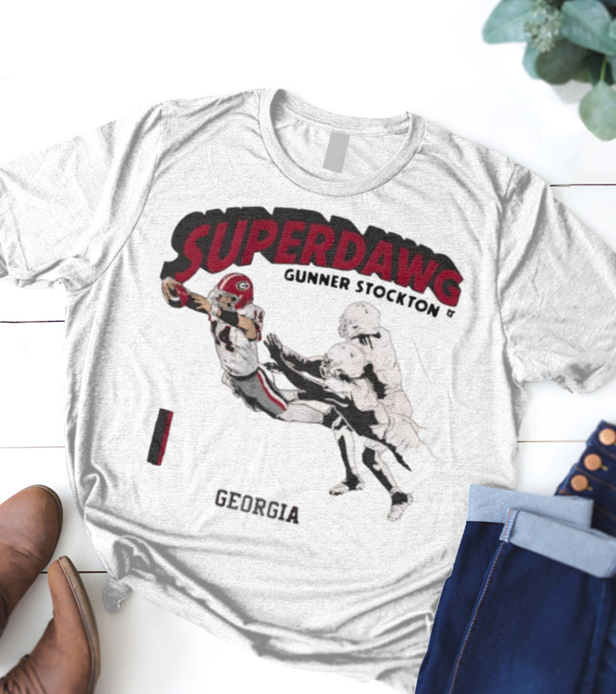 SuperDawg Gunner Stockton Georgia Football Player Action T-Shirt
