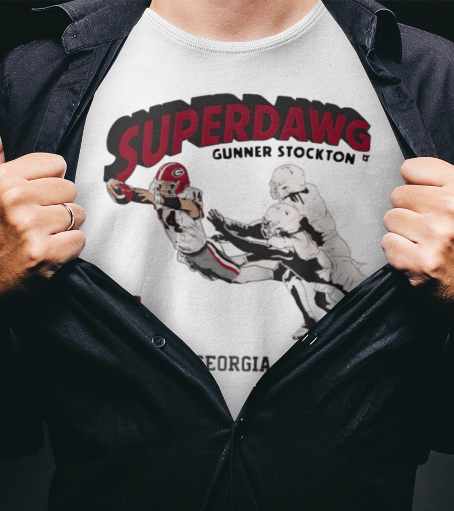 SuperDawg Gunner Stockton Georgia Football Player Action T-Shirt