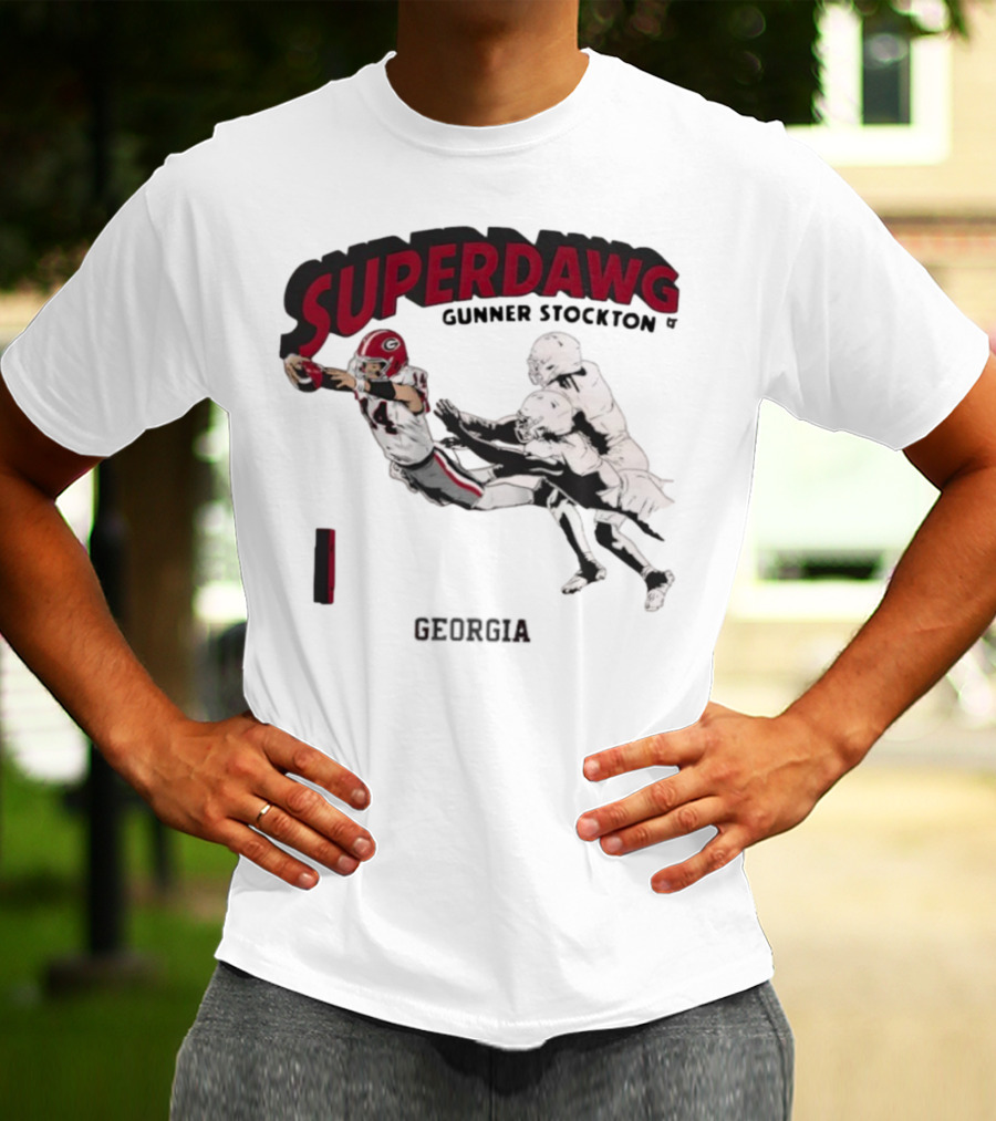 SuperDawg Gunner Stockton Georgia Football Player Action T-Shirt