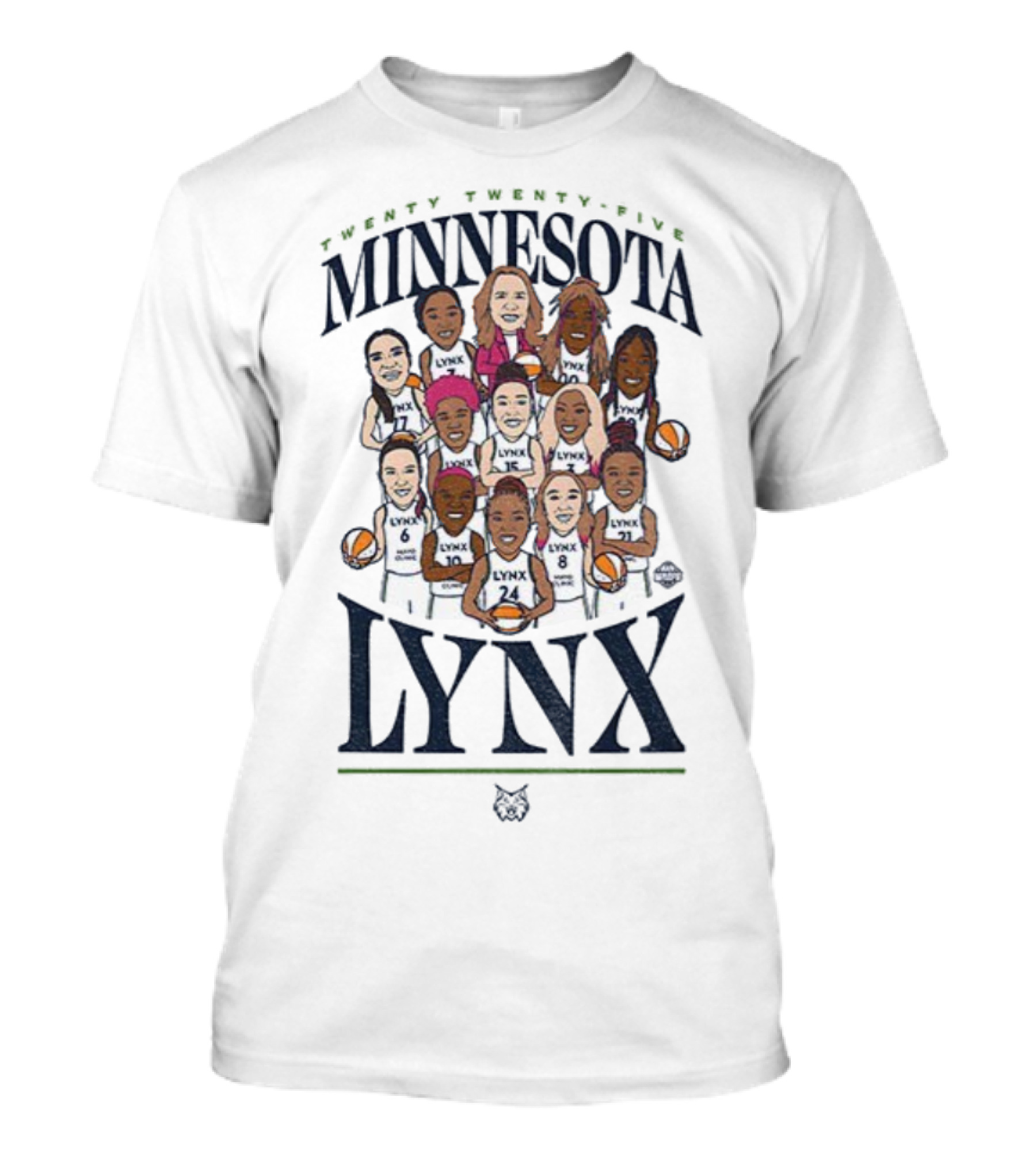 Minnesota Lynx Roster Caricature Twenty Twenty-Five Basketball Team T-Shirt