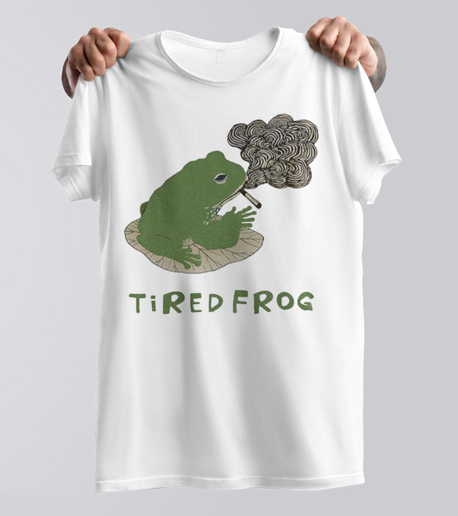 Tired Frog Smoking Meme Japanese Style Smoking Frog T-Shirt