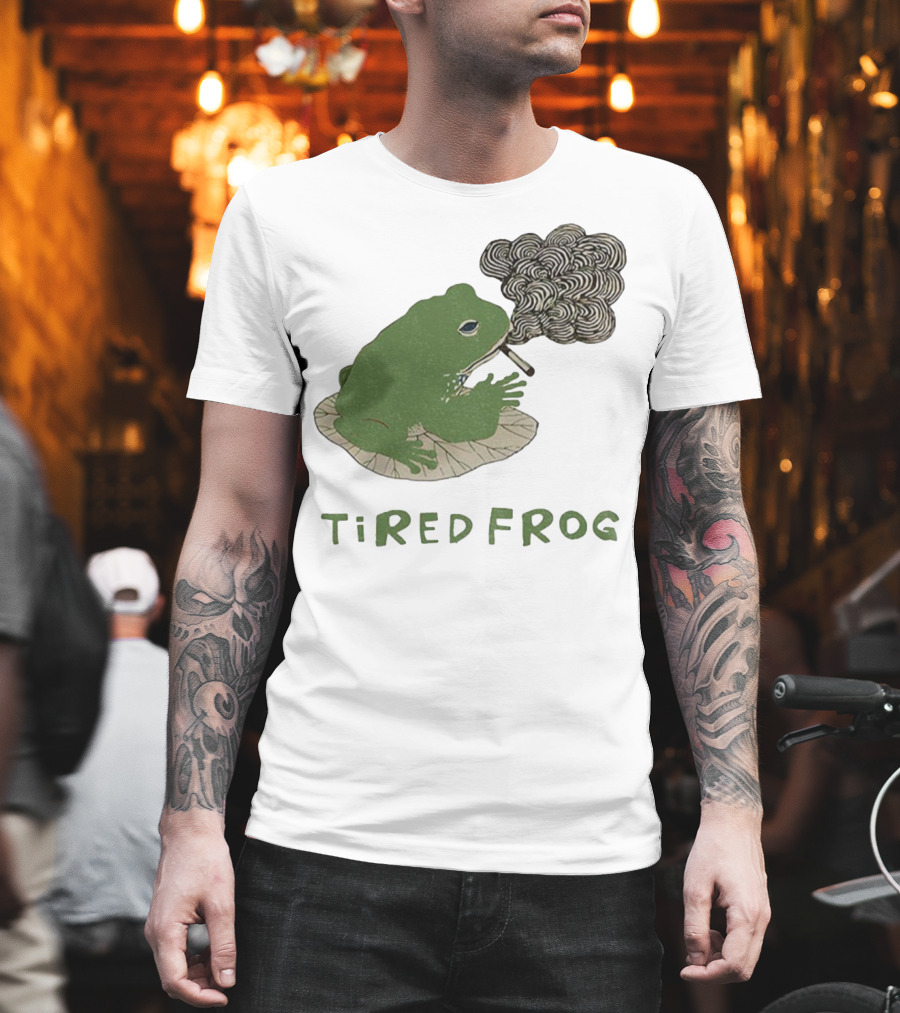 Tired Frog Smoking Meme Japanese Style Smoking Frog T-Shirt
