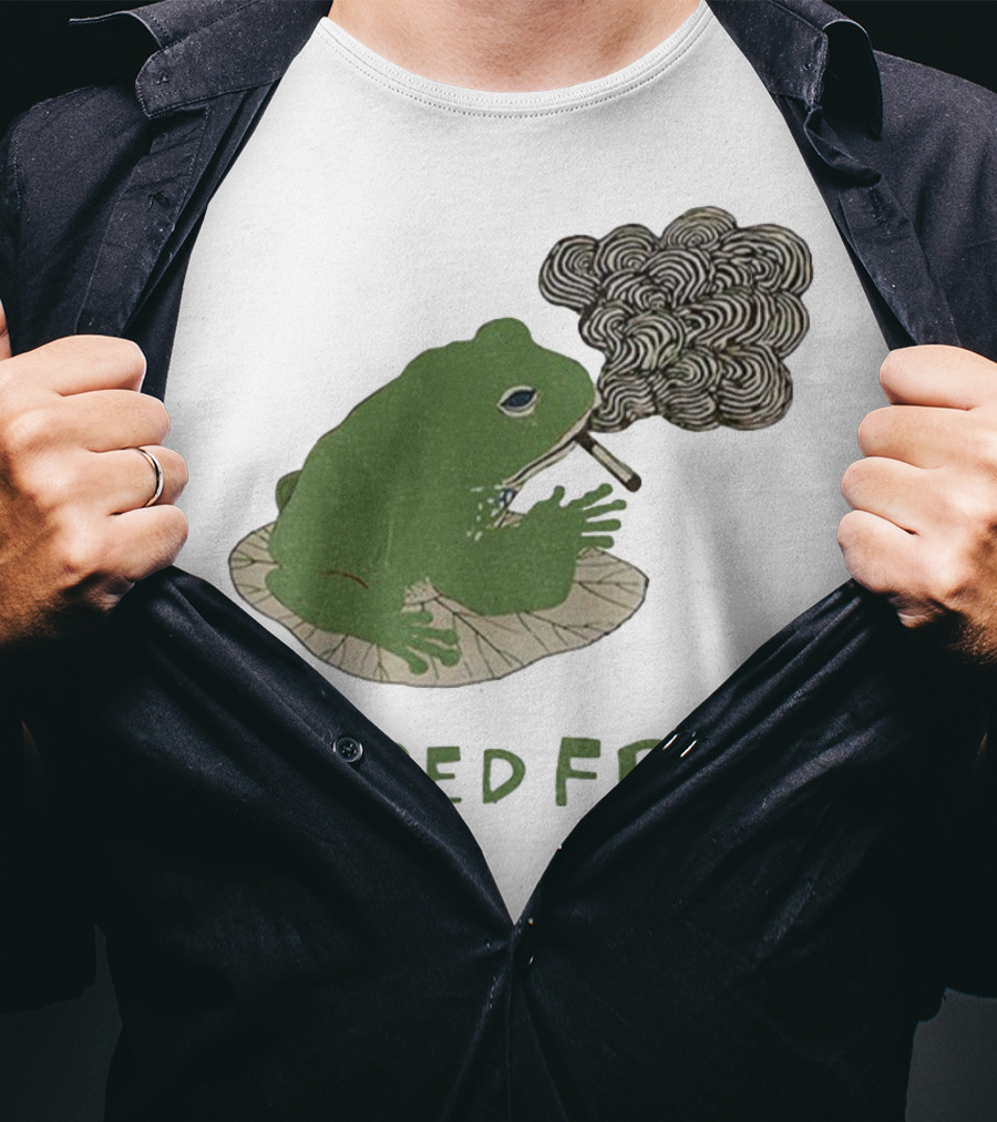 Tired Frog Smoking Meme Japanese Style Smoking Frog T-Shirt