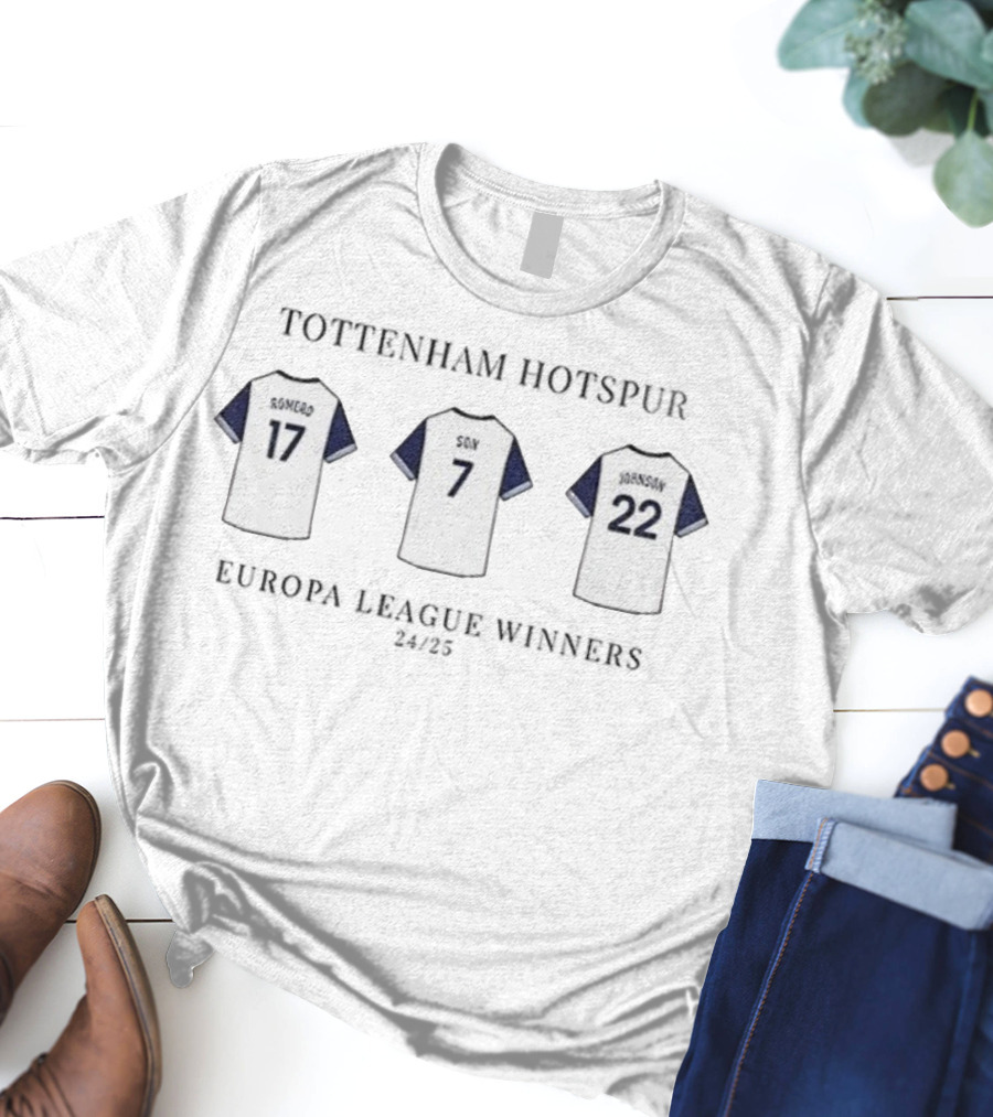 Tottenham Hotspur F.C Europa League Winners 24 25 Romero Son Johnson T-Shirt