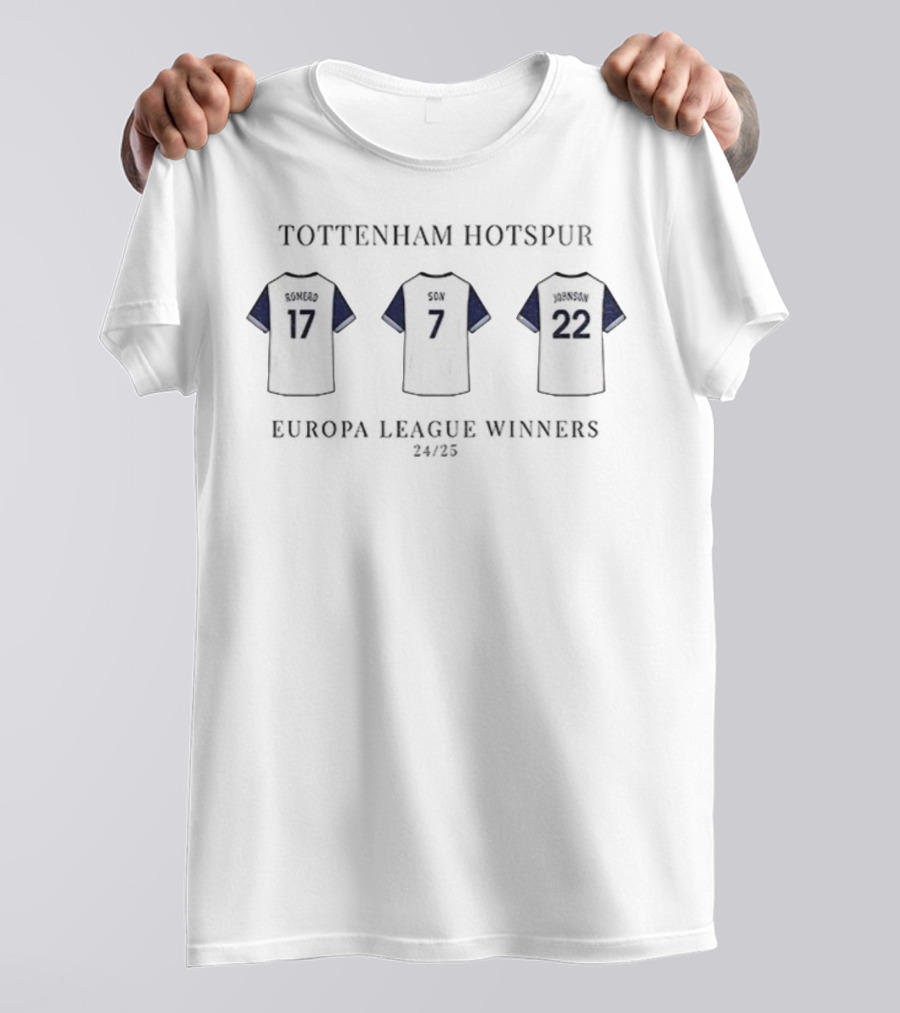 Tottenham Hotspur F.C Europa League Winners 24 25 Romero Son Johnson T-Shirt