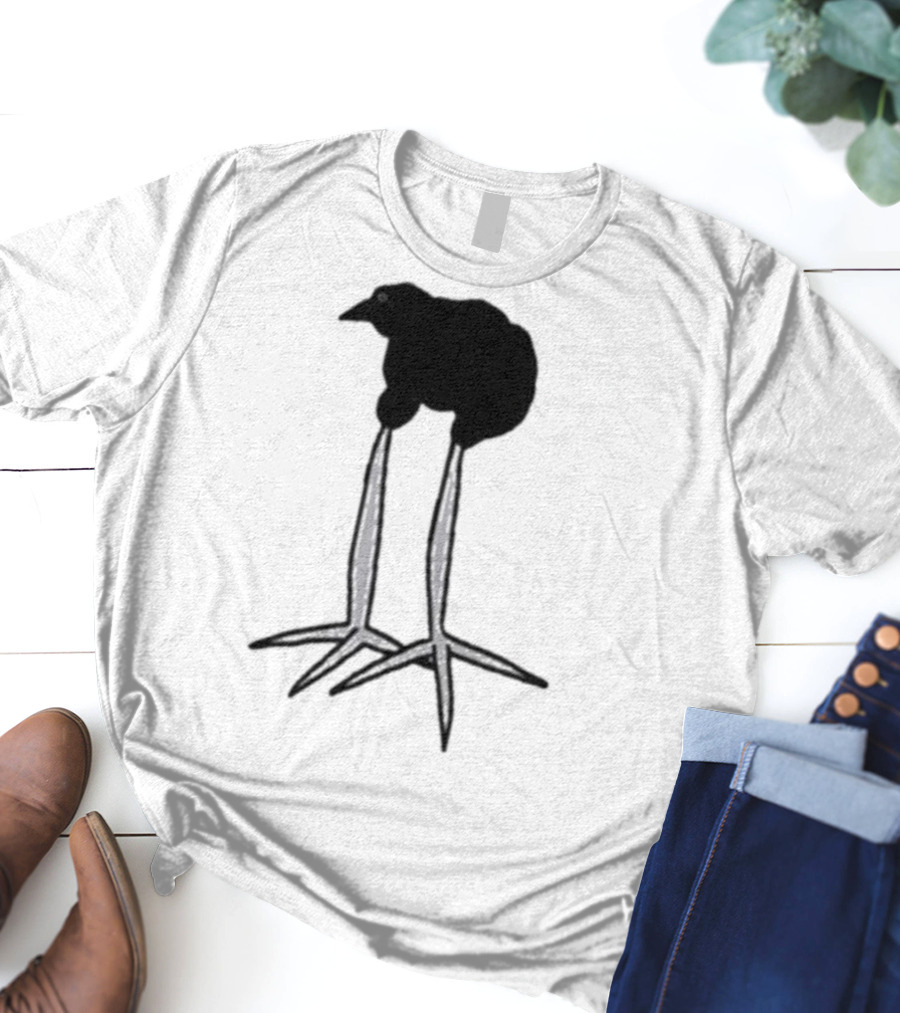 Zasha Charcoal Raven Bird Long Legs T-Shirt