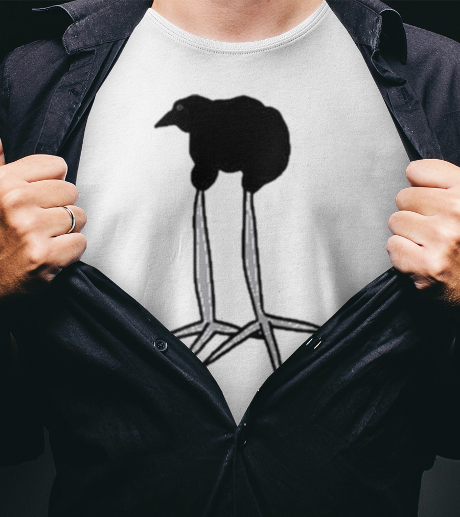 Zasha Charcoal Raven Bird Long Legs T-Shirt