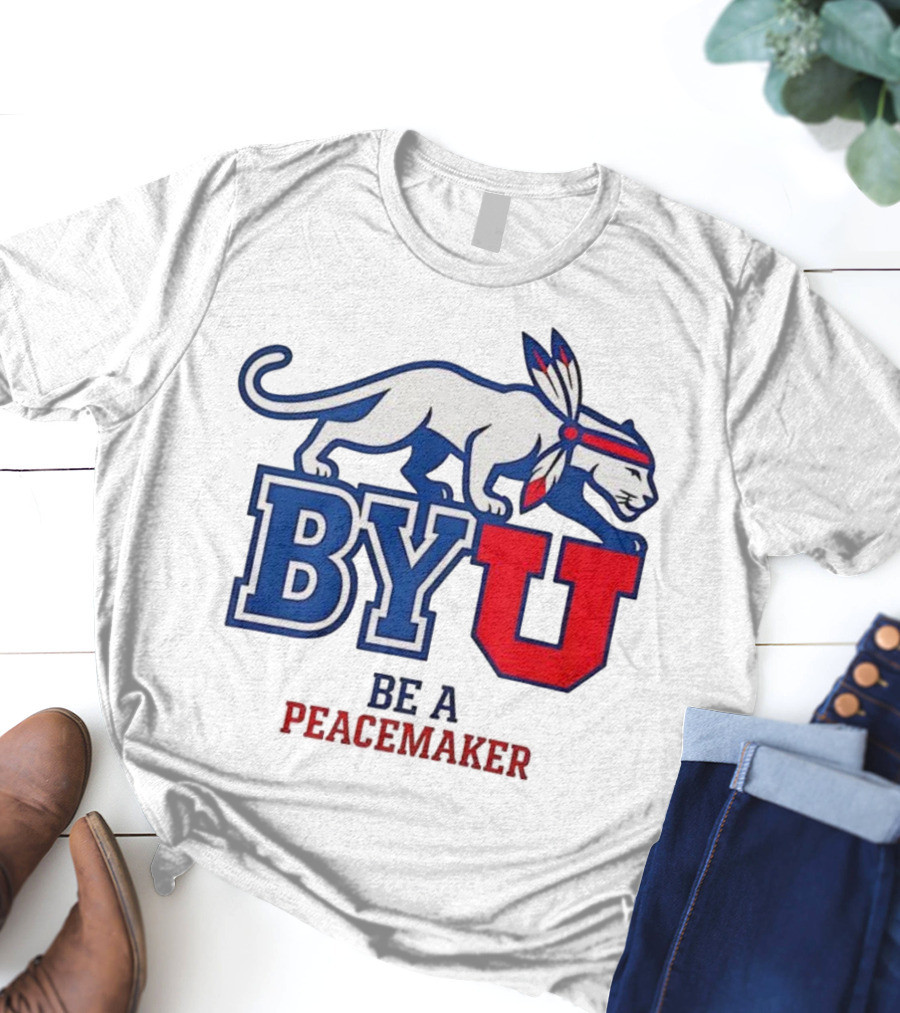 BYU Be A Peacemaker Cougar Logo T-Shirt