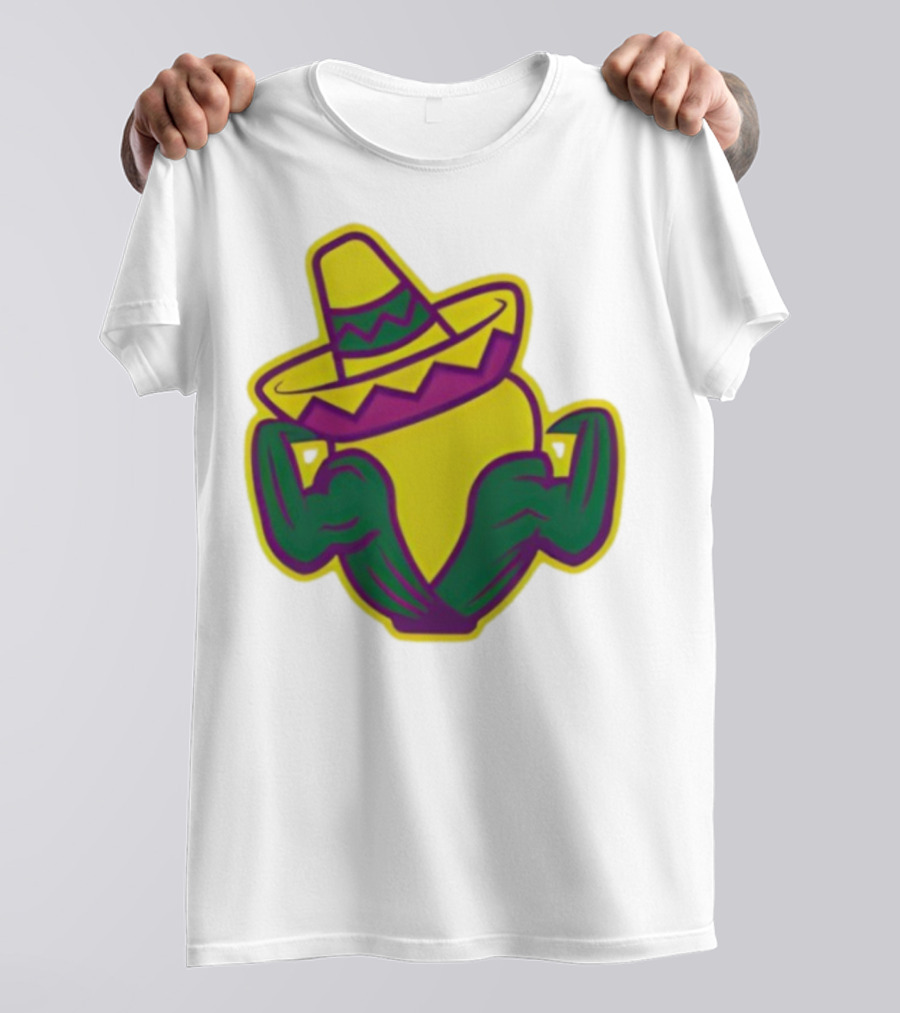 Cedar Rapids Kernels Corn Mascot In Sombrero Green And Yellow Design T-Shirt