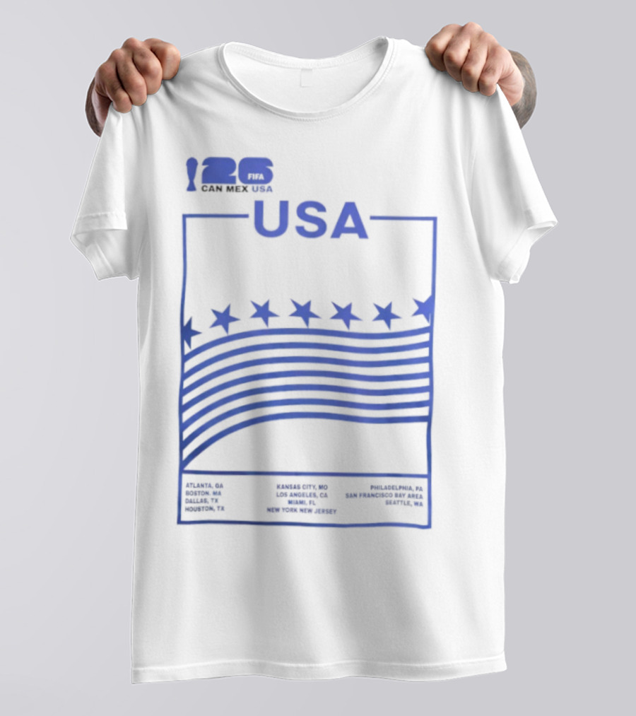 FIFA World Cup 2026 Host USA CAN MEX Stars Flags T-Shirt
