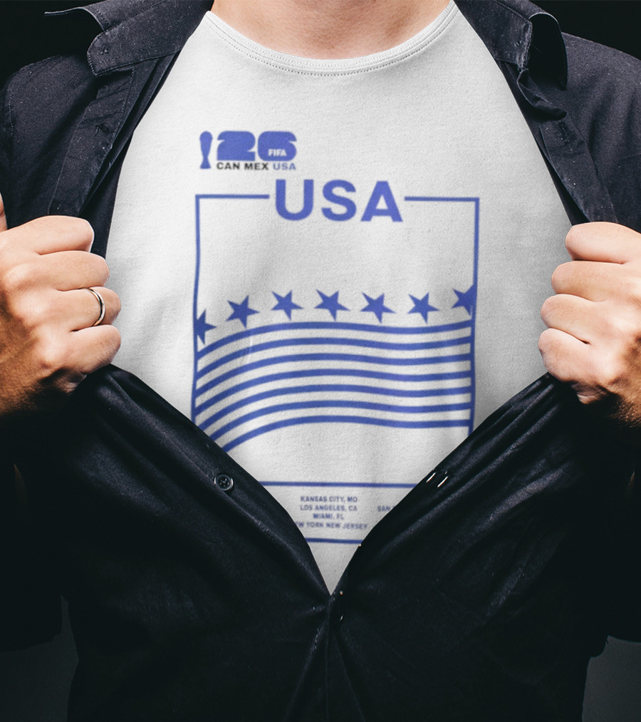 FIFA World Cup 2026 Host USA CAN MEX Stars Flags T-Shirt