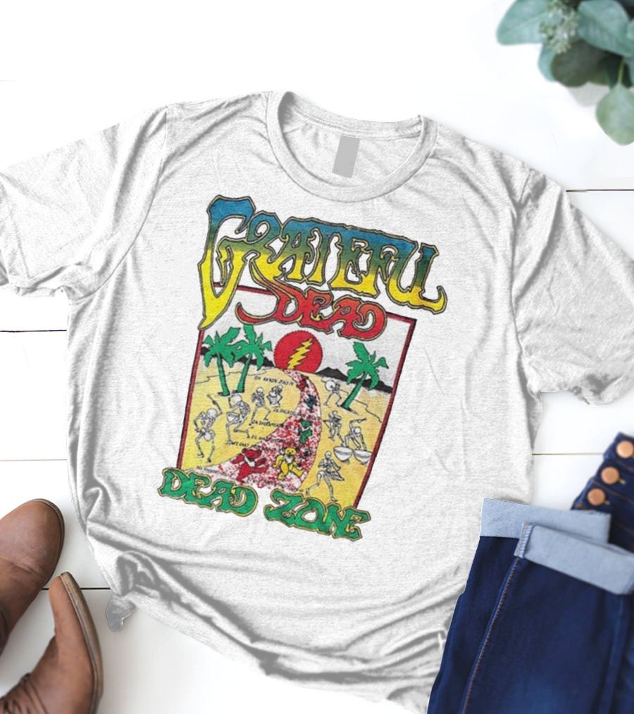 Grateful Dead Skeleton Dead Zone With Desert Scene And Dates T-Shirt