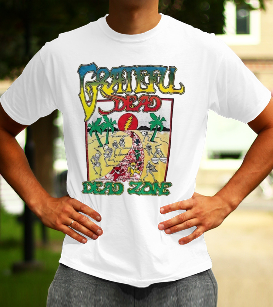 Grateful Dead Skeleton Dead Zone With Desert Scene And Dates T-Shirt