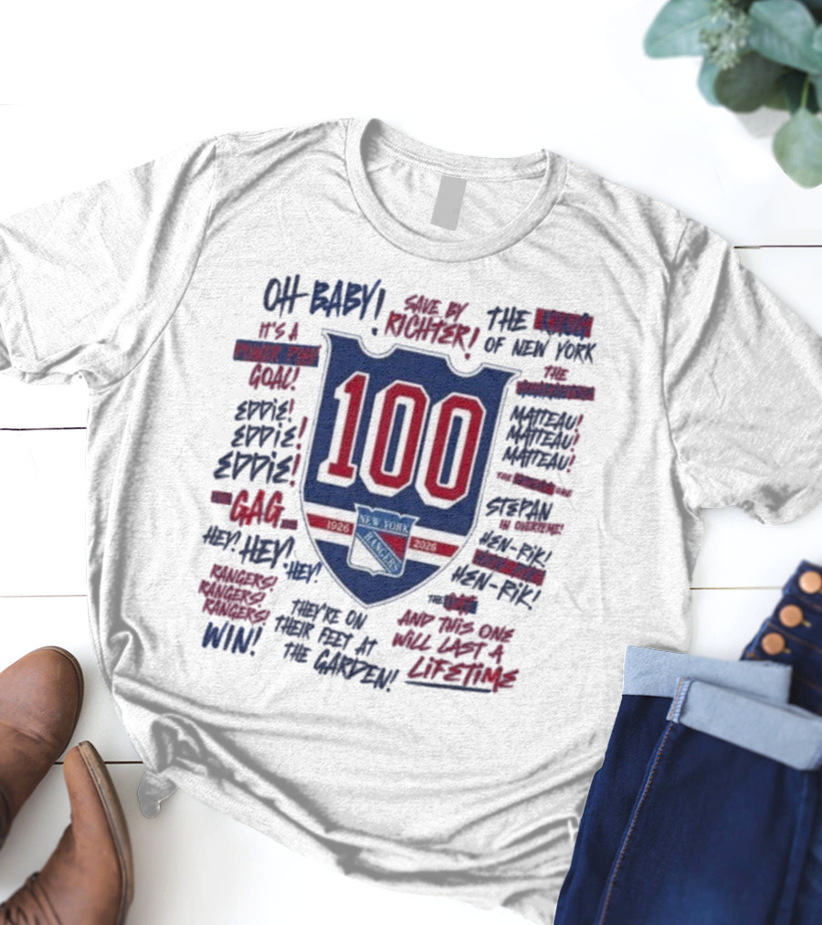 New York Rangers We Bleed Blue Centennial 100th Anniversary 1926-2026 NY Hockey Heritage T-Shirt