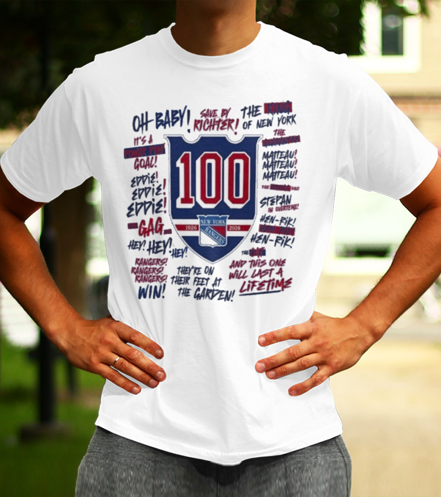 New York Rangers We Bleed Blue Centennial 100th Anniversary 1926-2026 NY Hockey Heritage T-Shirt