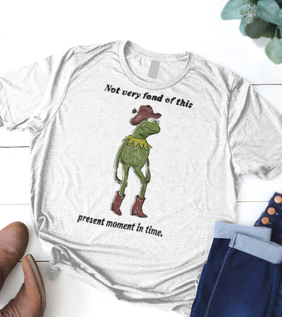 Not Very Fond Of This Present Moment In Time Frog Cowboy Boots Hat T-Shirt