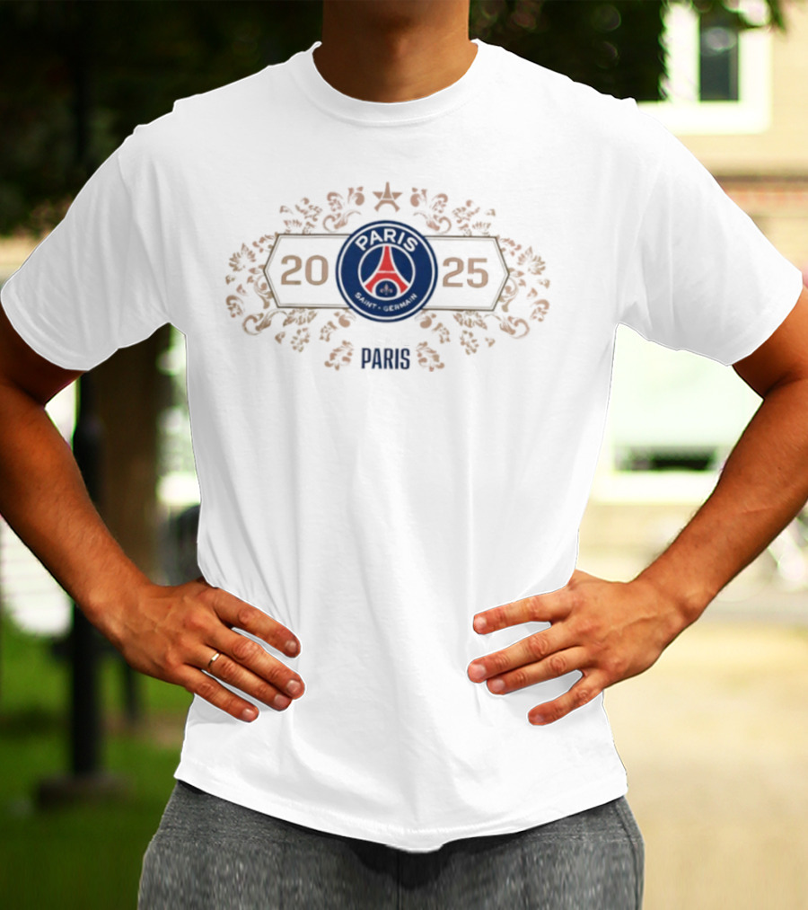 Paris Saint-Germain 2025 Champions D’Europe Team Iconic Season T-Shirt