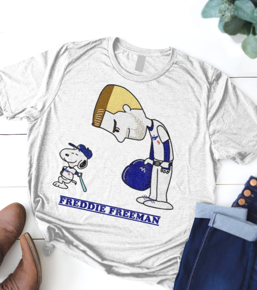 Peanuts Snoopy Freddie Freeman Los Angeles Dodgers MLB Baseball 2025 T-Shirt