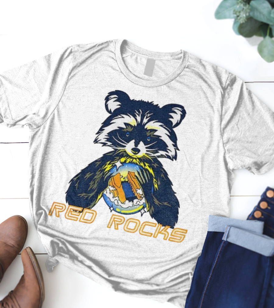 Red Rocks Raccoon Crystal Ball Graphic Tee T-Shirt
