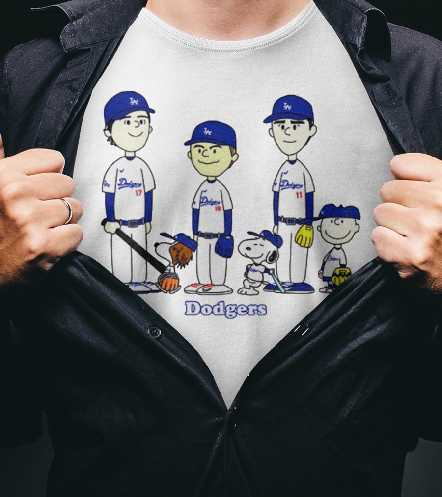 Dodgers Snoopy Peanuts Yoshinobu Yamamoto Shohei Ohtani Tommy Edman MLB Baseball T-Shirt