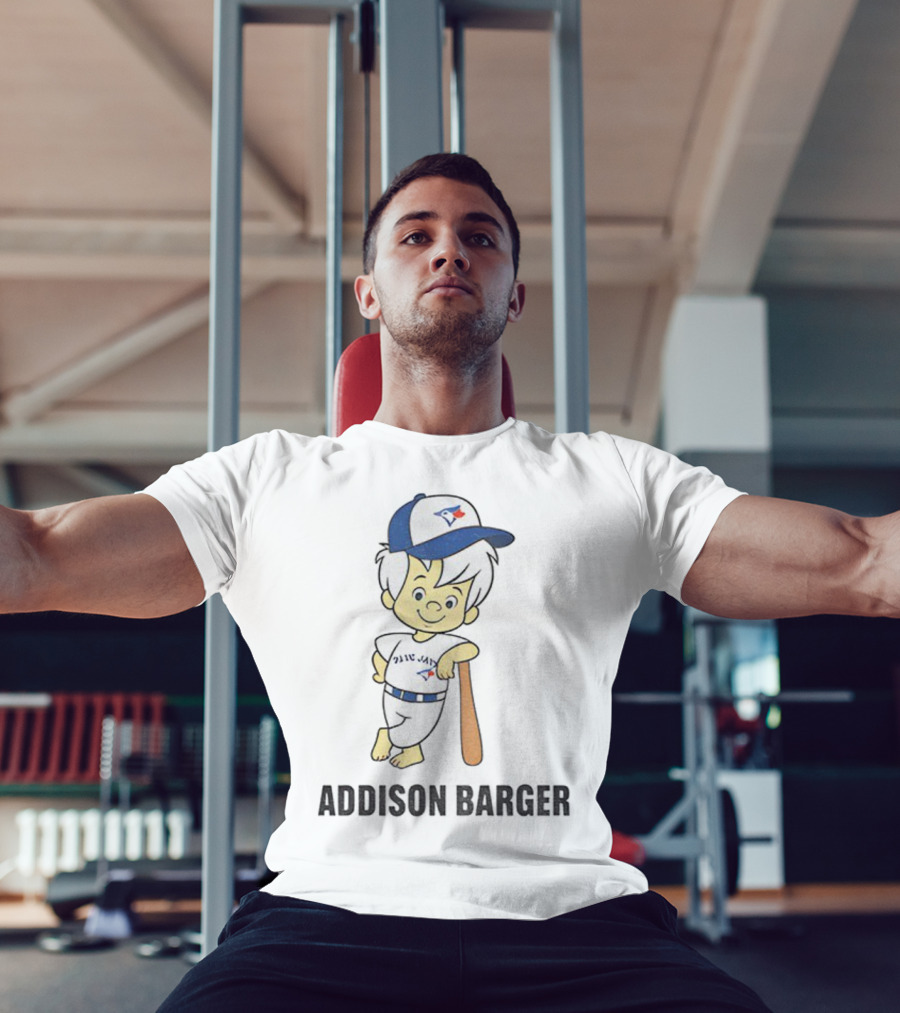 Toronto Blue Jays Addison Barger Illustration With Bat And Cap T-Shirt