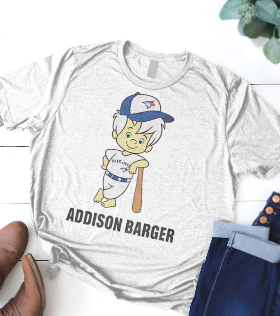 Toronto Blue Jays Addison Barger Illustration With Bat And Cap T-Shirt