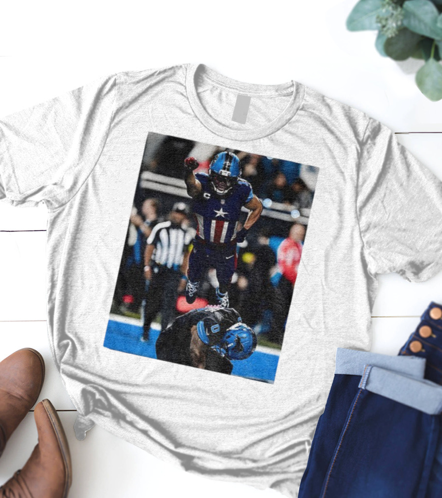 Detroit Lions Amon Ra St Brown Jahmyr Gibbs Captain America Spider-Man NFL Football T-Shirt