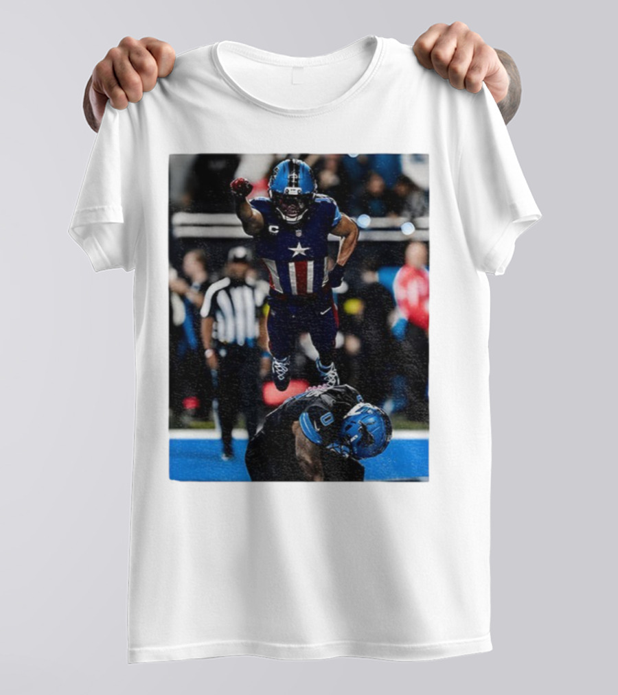 Detroit Lions Amon Ra St Brown Jahmyr Gibbs Captain America Spider-Man NFL Football T-Shirt