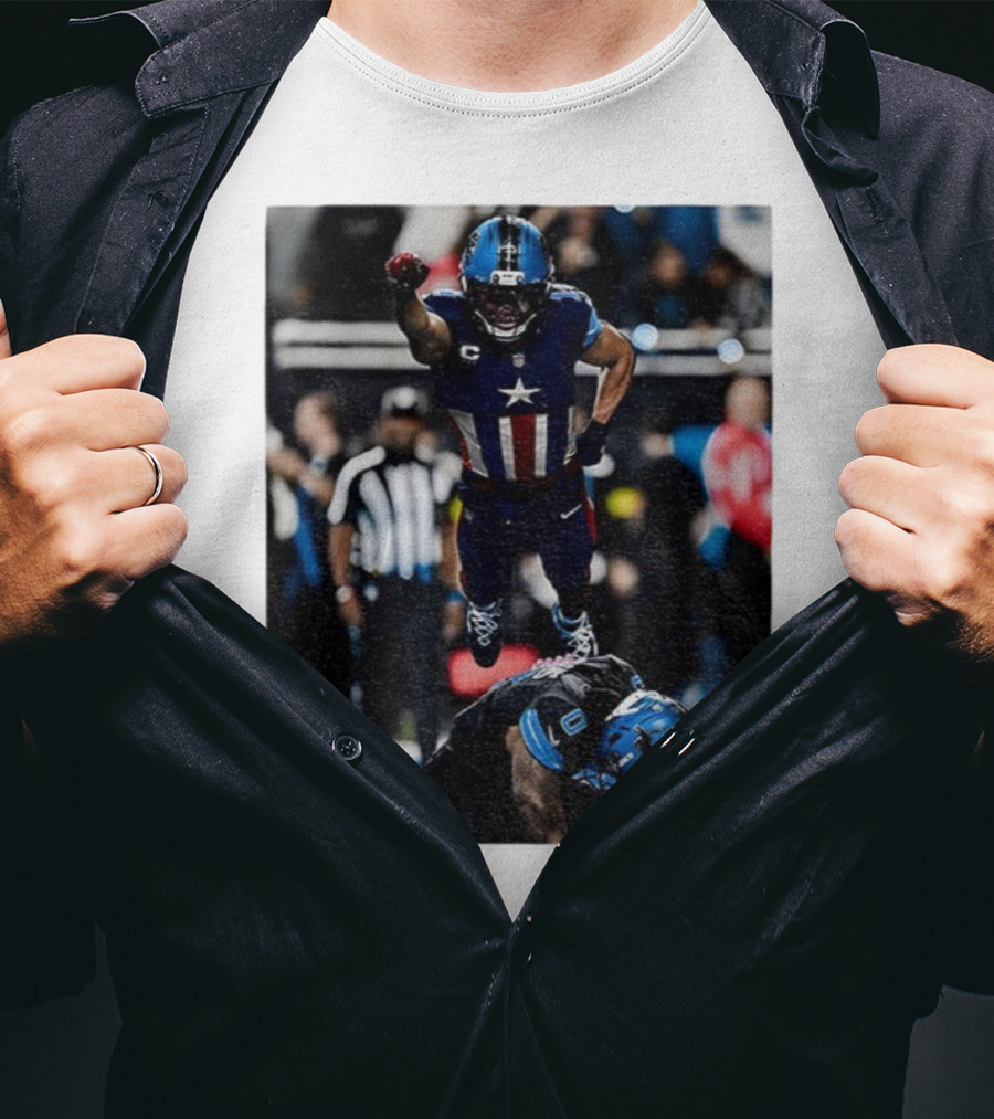 Detroit Lions Amon Ra St Brown Jahmyr Gibbs Captain America Spider-Man NFL Football T-Shirt