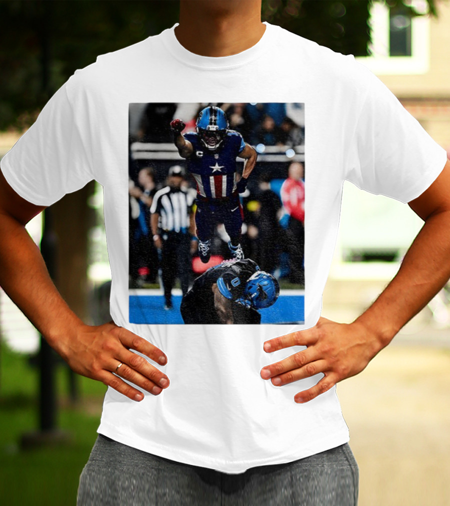 Detroit Lions Amon Ra St Brown Jahmyr Gibbs Captain America Spider-Man NFL Football T-Shirt