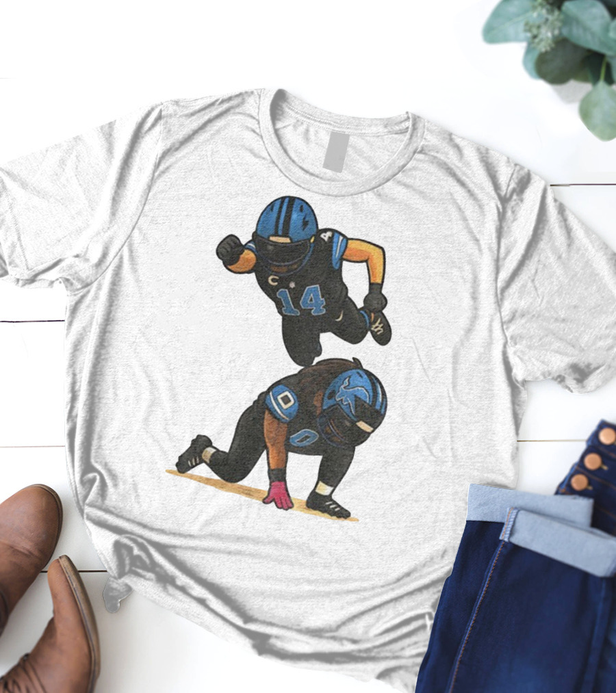 Amon Ra St. Brown Jahmyr Gibbs 14 00 Blue Black Football Celebration T-Shirt