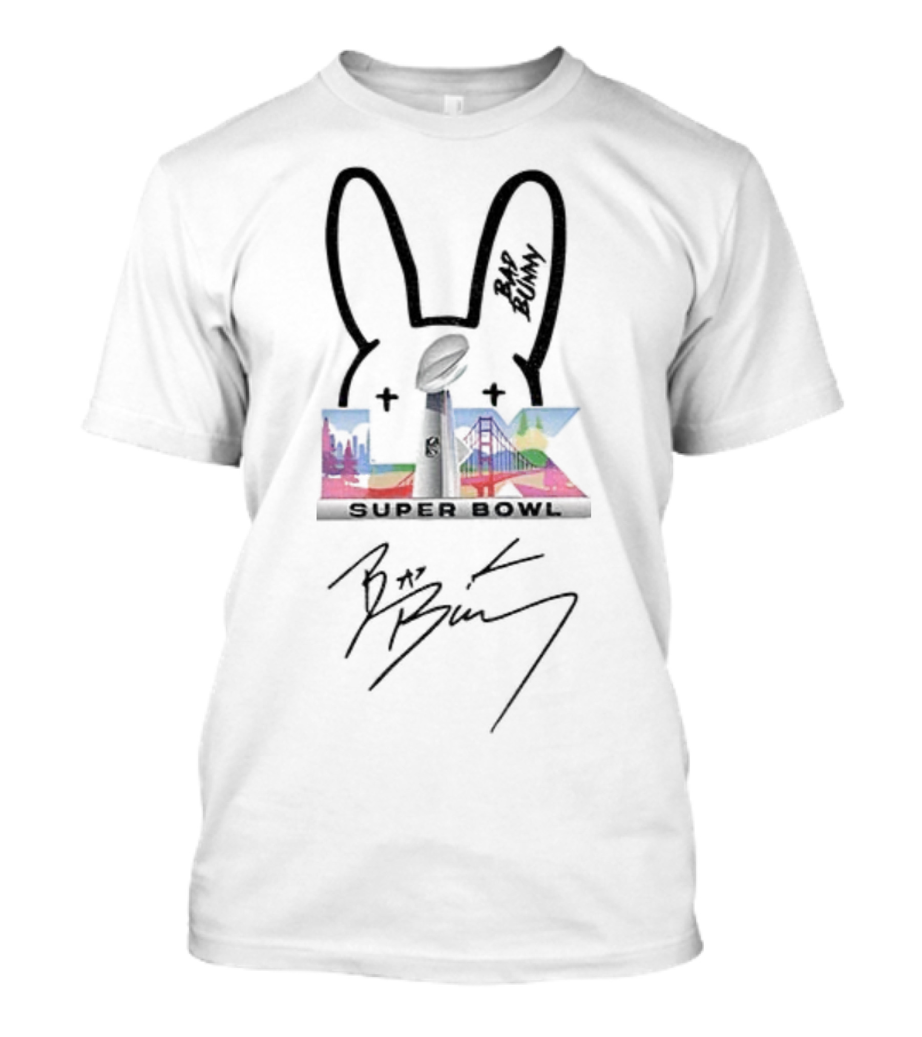 Benito Bowl Bad Bunny Puerto Rico Music Bunny Ears San Francisco Bridge Signature T-Shirt