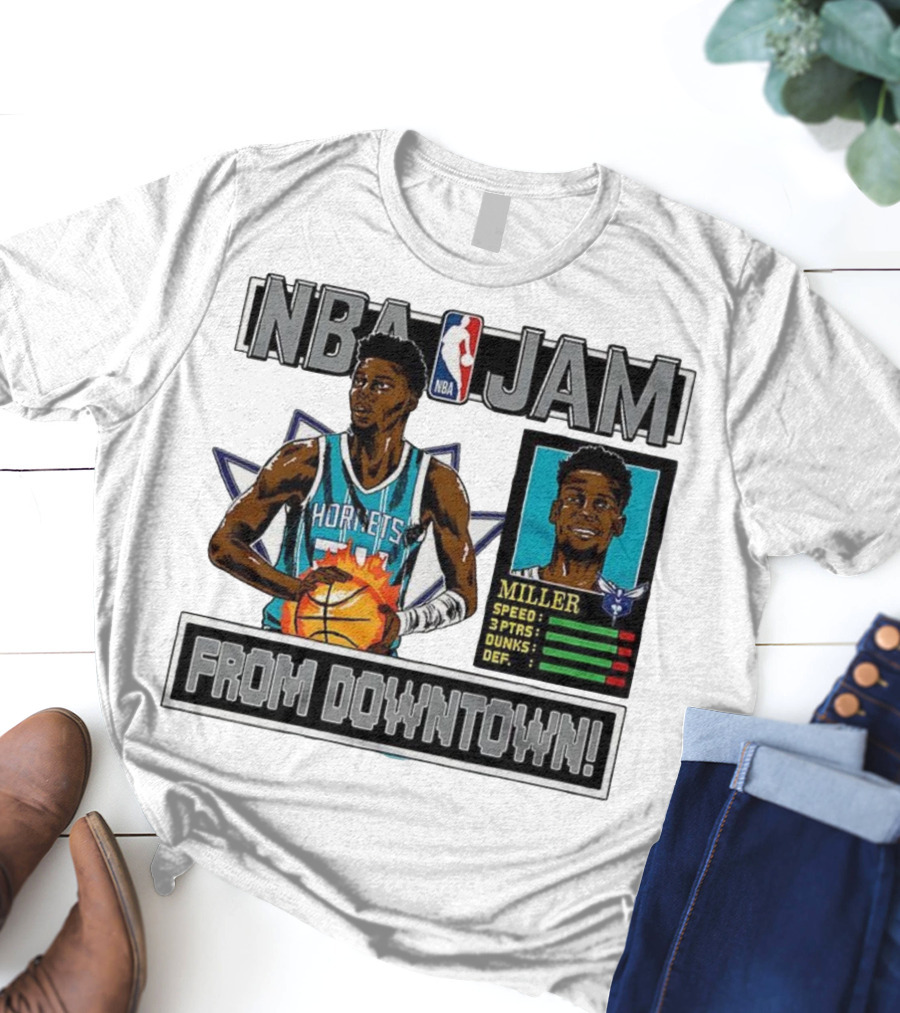 NBA Jam Brandon Miller Charlotte Hornets From Downtown Classic Video Game T-Shirt