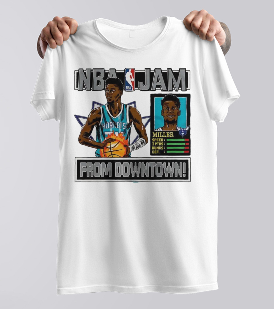 NBA Jam Brandon Miller Charlotte Hornets From Downtown Classic Video Game T-Shirt