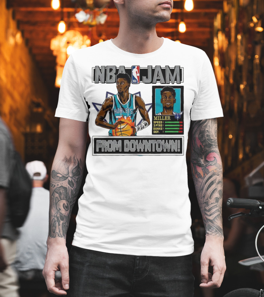 NBA Jam Brandon Miller Charlotte Hornets From Downtown Classic Video Game T-Shirt