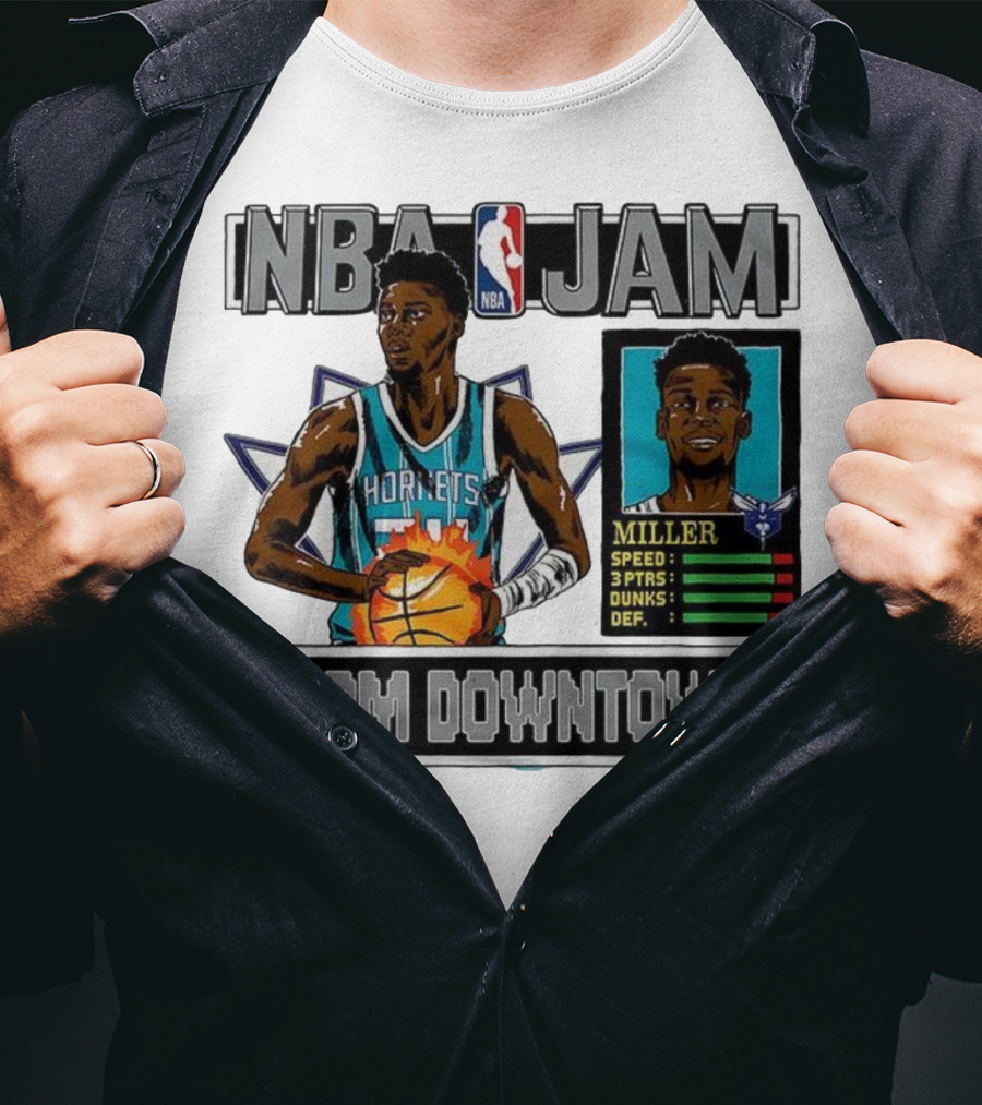 NBA Jam Brandon Miller Charlotte Hornets From Downtown Classic Video Game T-Shirt