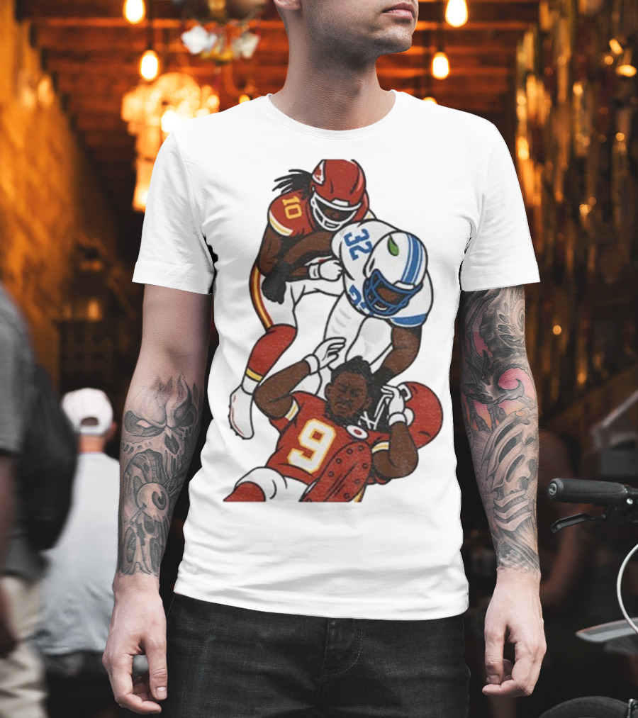 Brian Branch Tackle On Juju Smith-Schuster Detroit Lions Chiefs Football Art T-Shirt