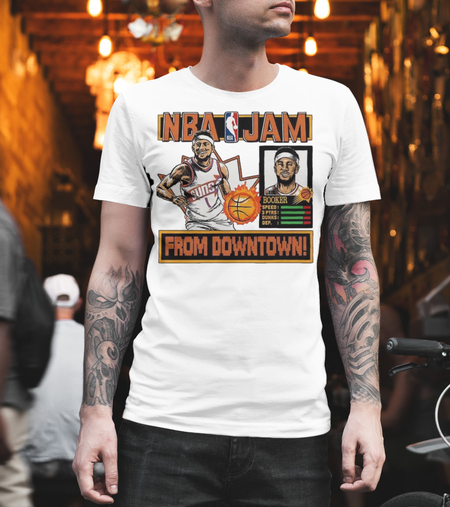 NBA Jam Devin Booker Suns From Downtown Classic Video Game T-Shirt