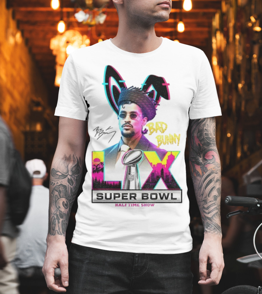 Bad Bunny Super Bowl LVI Halftime Show Signature NFL Icon T-Shirt