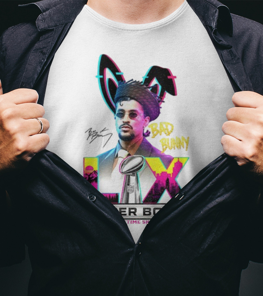 Bad Bunny Super Bowl LVI Halftime Show Signature NFL Icon T-Shirt