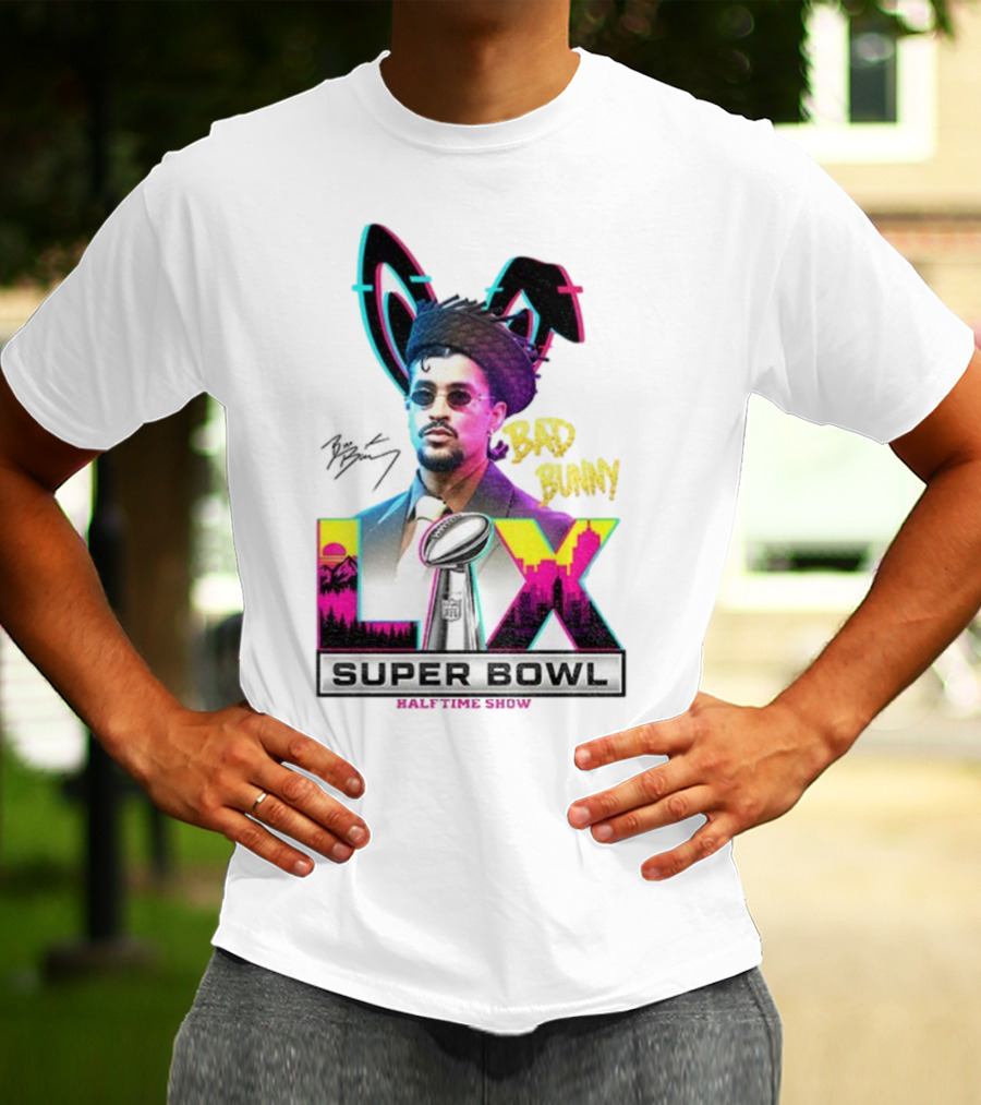 Bad Bunny Super Bowl LVI Halftime Show Signature NFL Icon T-Shirt