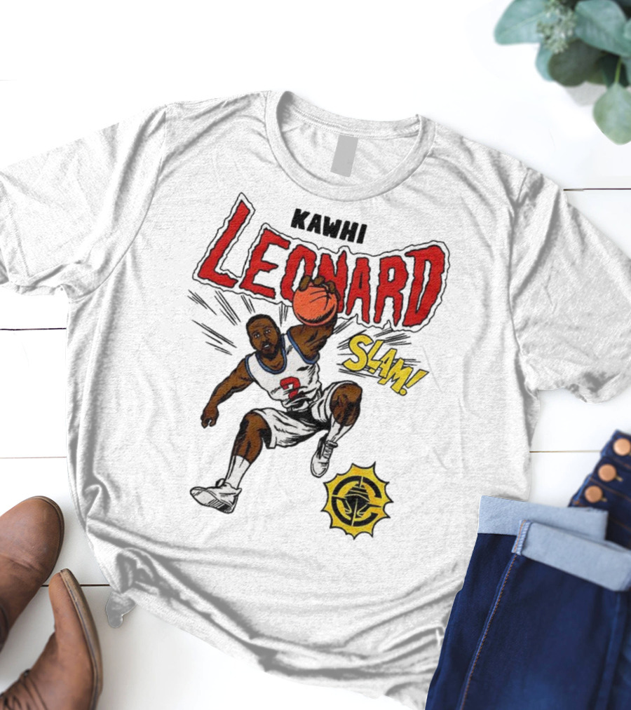 Kawhi Leonard Clippers Slam Comic Book Style Dunk Action T-Shirt