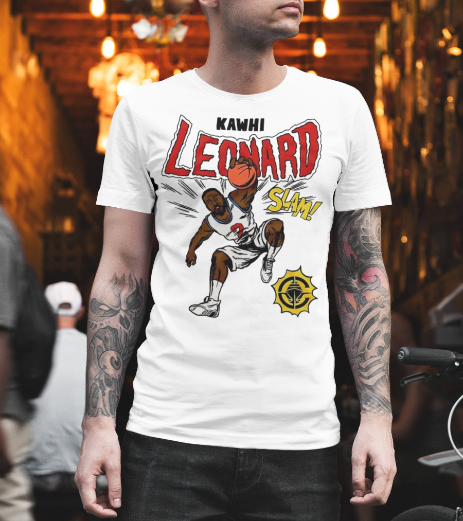 Kawhi Leonard Clippers Slam Comic Book Style Dunk Action T-Shirt