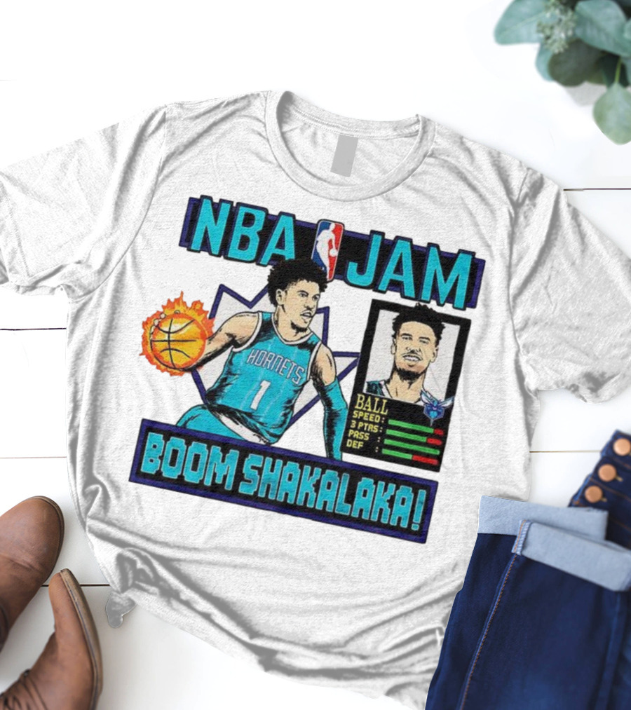 NBA Jam LaMelo Ball Charlotte Hornets Boom Shakalaka Classic Video Game T-Shirt