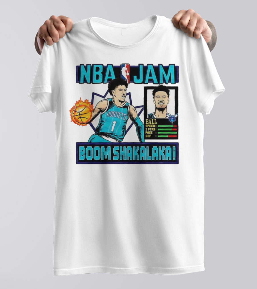 NBA Jam LaMelo Ball Charlotte Hornets Boom Shakalaka Classic Video Game T-Shirt