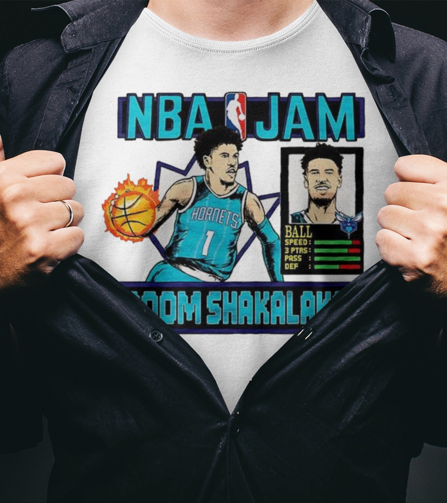 NBA Jam LaMelo Ball Charlotte Hornets Boom Shakalaka Classic Video Game T-Shirt