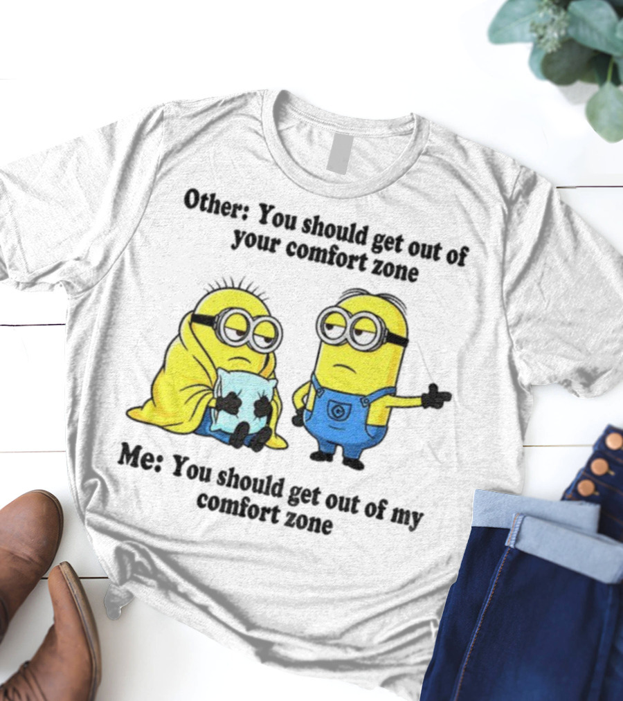 Minion Comfort Zone Quote With Blanket And Pajamas T-Shirt
