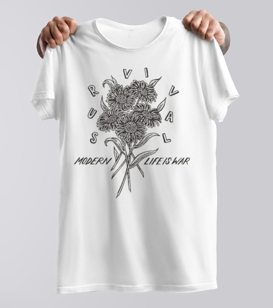 Survival Modern Life Is War Floral Design T-Shirt