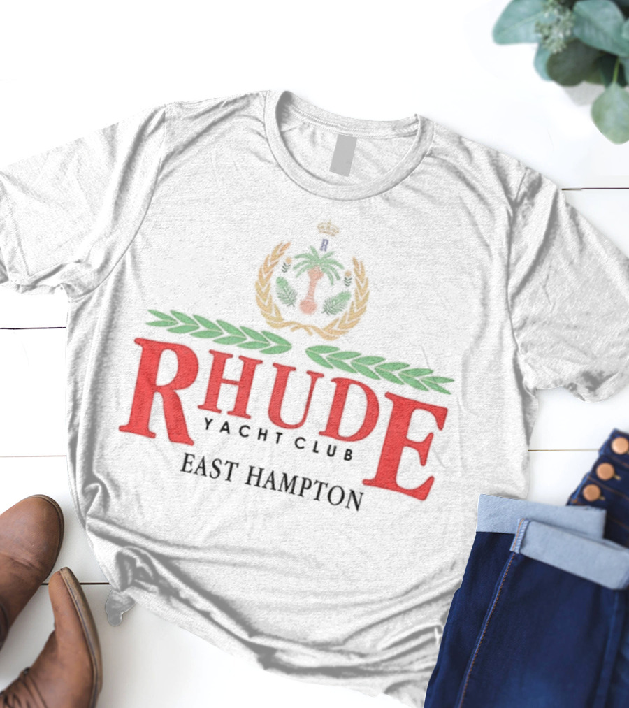 RHUDE Yacht Club East Hampton Emblem With Laurel And Anchor T-Shirt